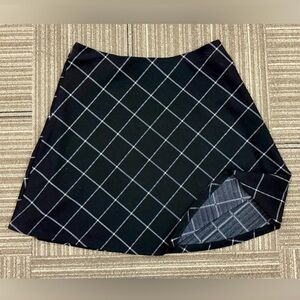 LOFT Black White Window Pane Stripe Skirt Medium Ann Taylor Classic